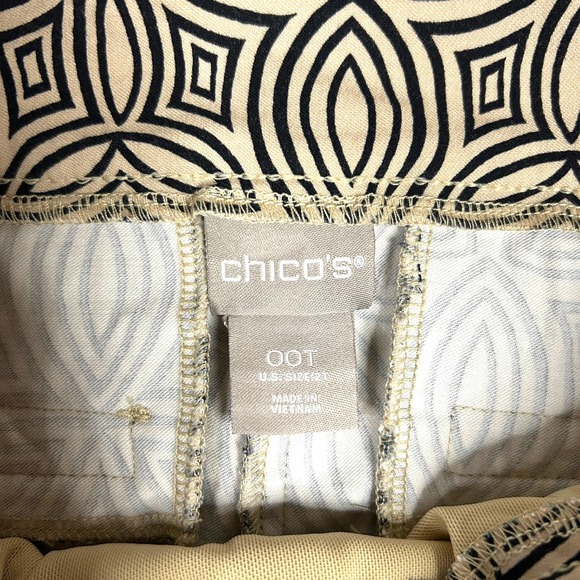 Chicos Size 00T US XS 2 Tall So Slimming Brigitte Geo-Print Slim Ankle Pants Tan - Picture 8 of 11